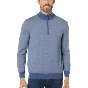 NWT $148 Vineyard Vines Quarter Zip boathouse sweater indigo stripe sz L